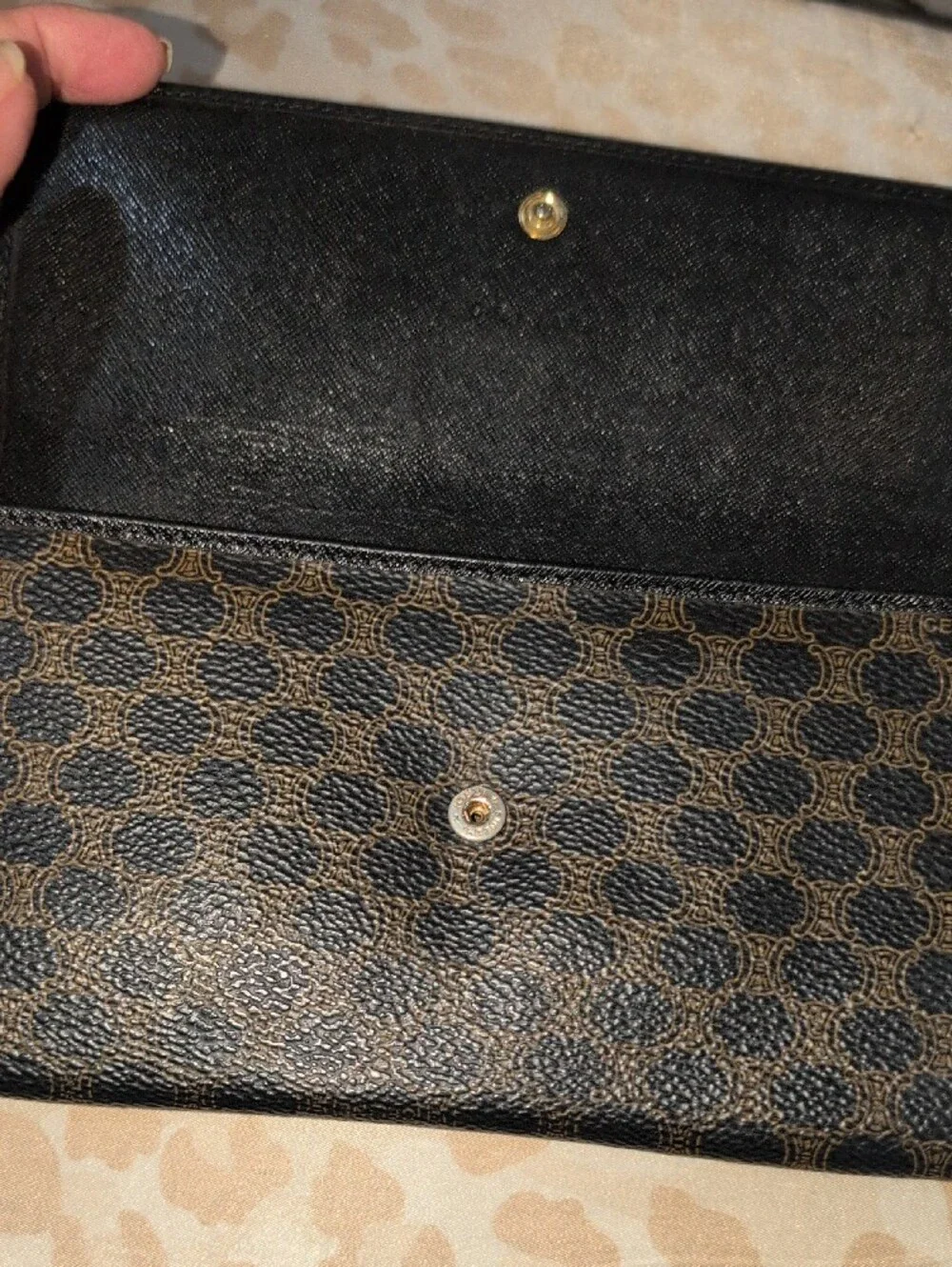 Celine Black Macadam Monogram Canvas Continental Wallet  - Vintage